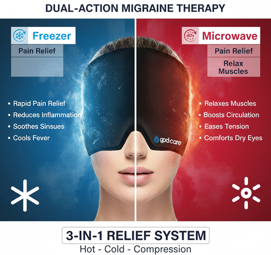 Advanced Relief Migraine Cap | Hot & Cold Therapy Gel Hat | Stretchable 360° Coverage for Headache, Sinus & Stress